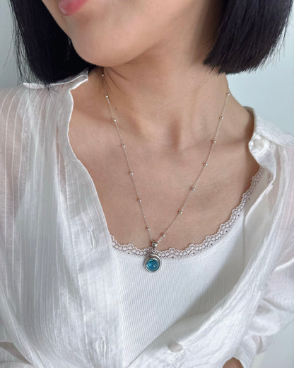 Blue Topaz 7.5cts Dotty Chain Sterling Silver Necklace