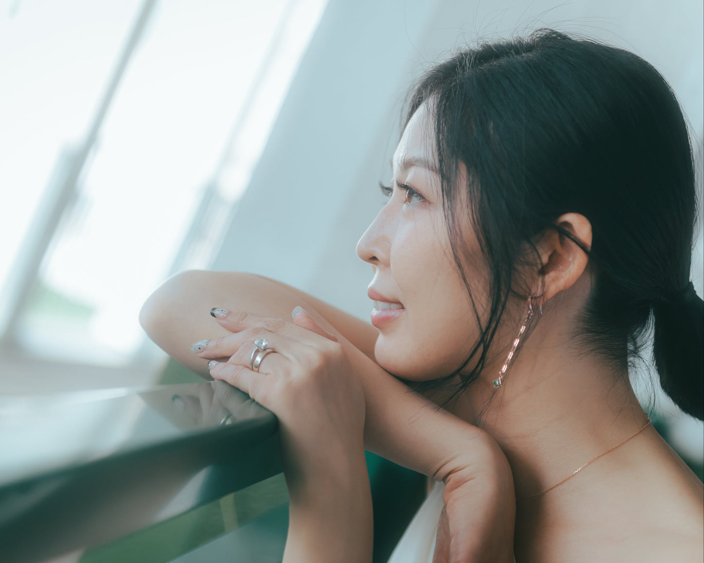 Emerald Chain Rose Gold-plated Earring