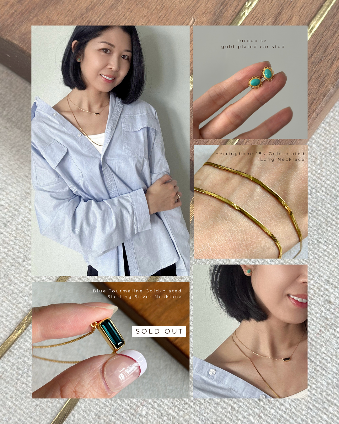 Blue Tourmaline Gold-plated Sterling Silver Necklace