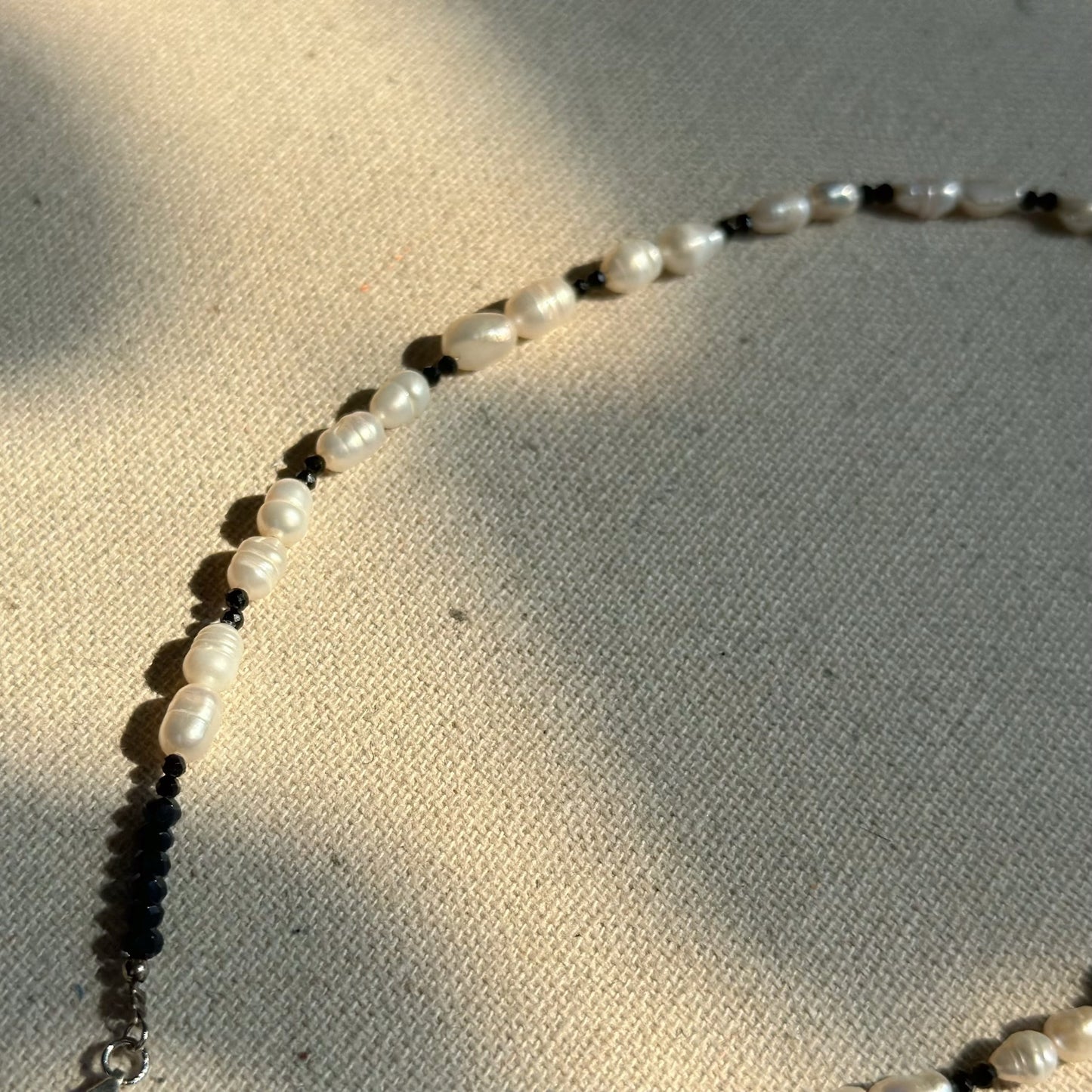 Freshwater Pearl Mixed Black Spinel and Sapphire Beaded Necklace