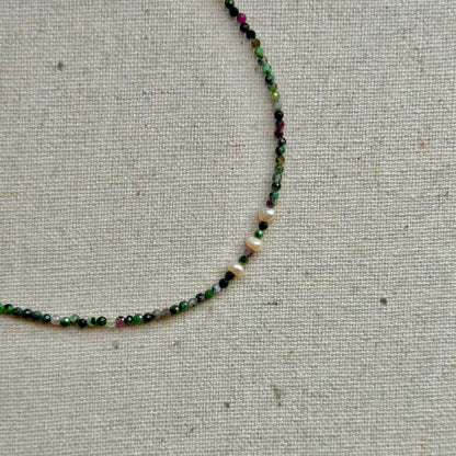 Ruby Zoisite And Freshwater Pearl Beaded Necklace