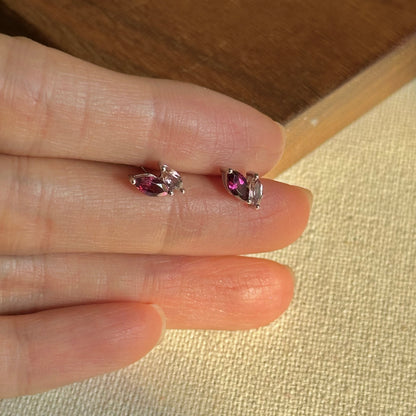 Rhodolite Garnet Sterling SIlver Ear Stud