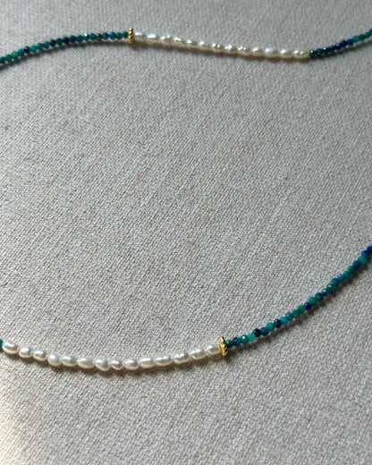 Apatite Mixed Freshwater Pearl Beaded Opal Necklace