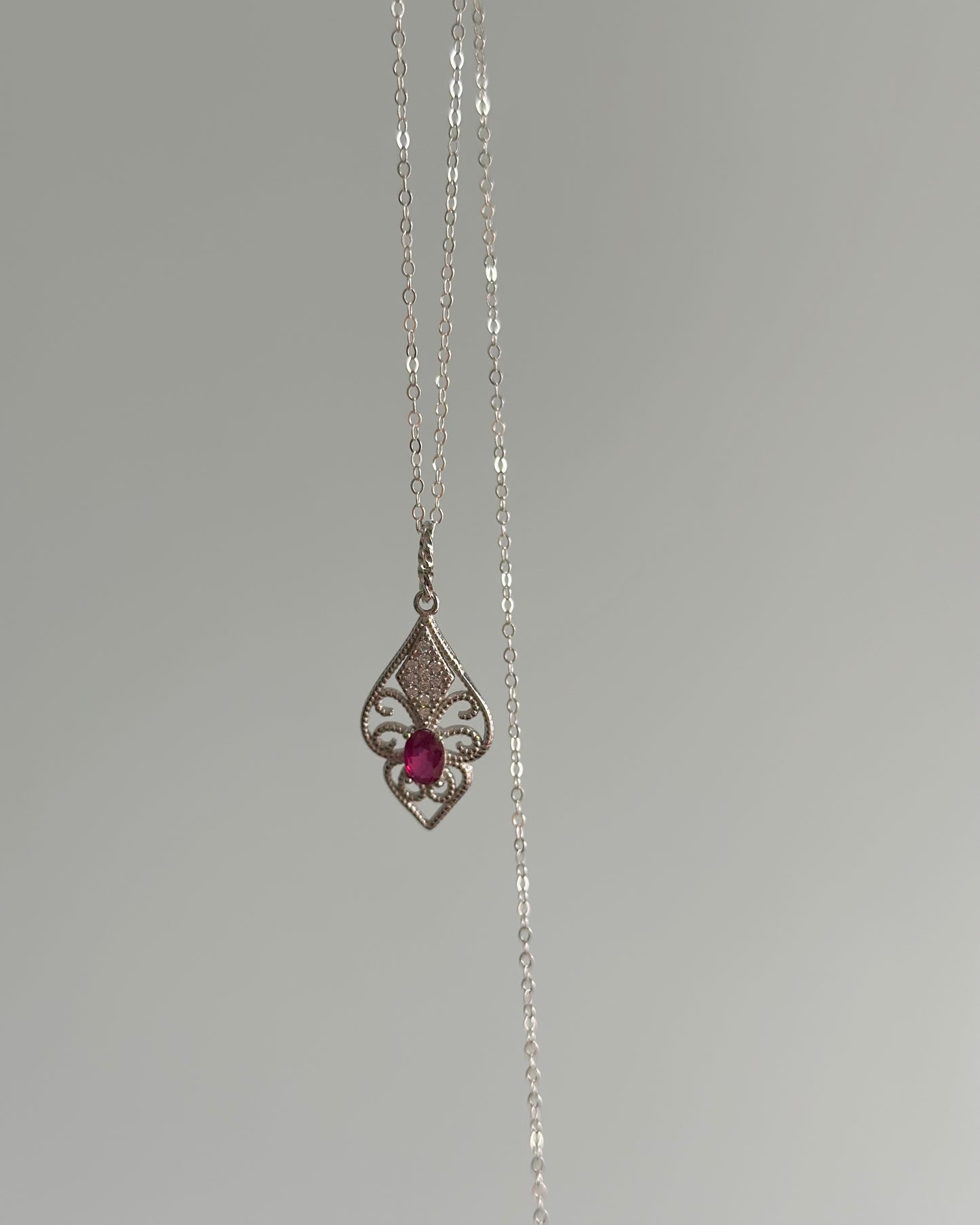 Ruby Sterling Silver Necklace