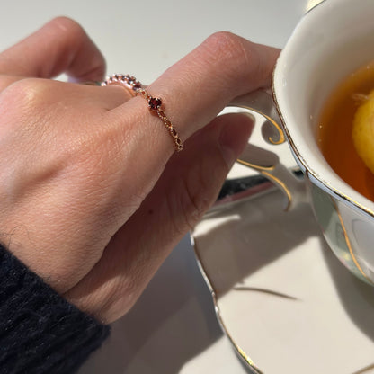 Garnet Rose Adjustable Gold-plated Sterling Silver Ring