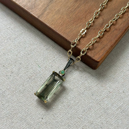 Green Amethyst Long Gold-plated Necklace
