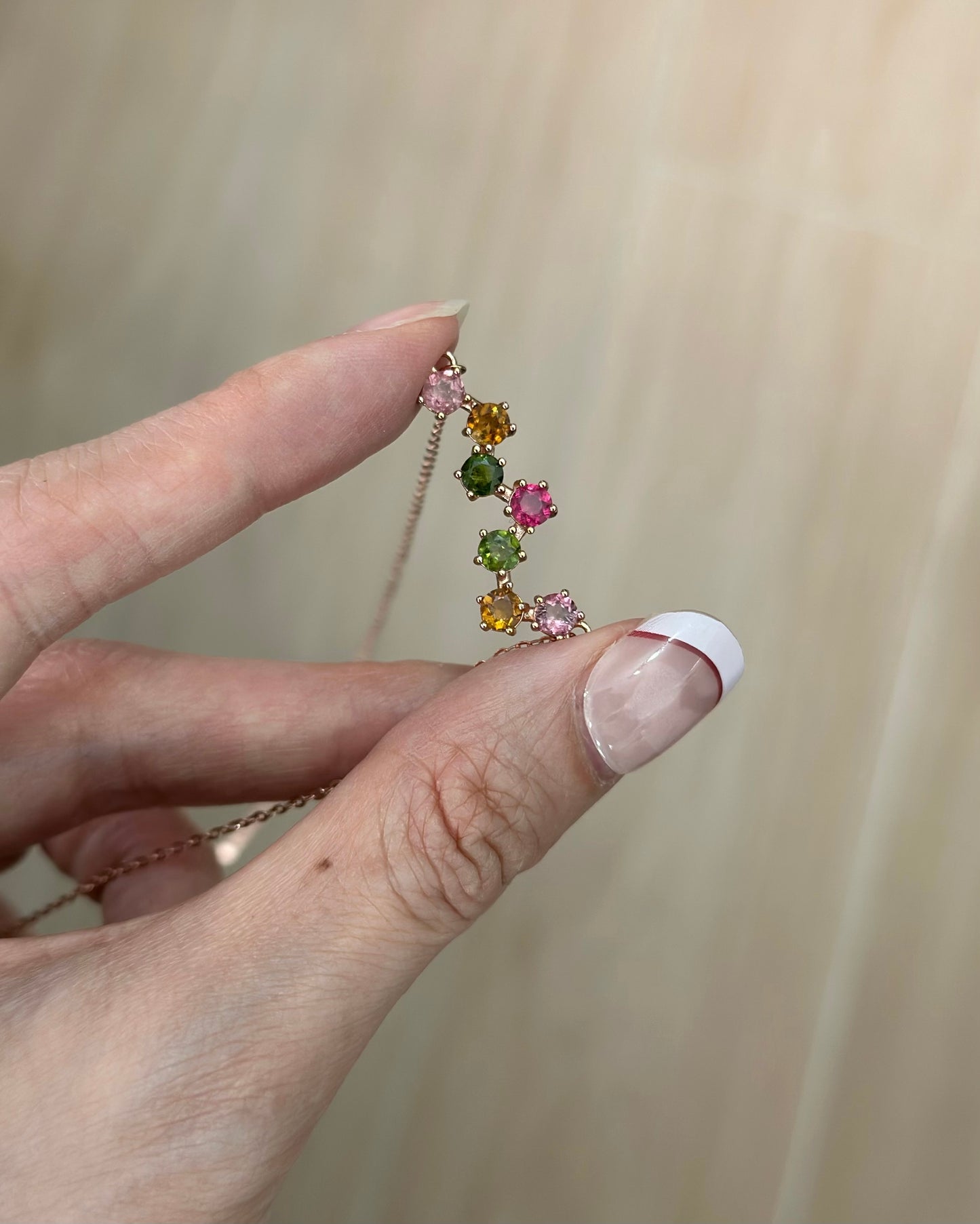 Mixed Tourmaline Rose Gold-plated Sterling Silver Necklace