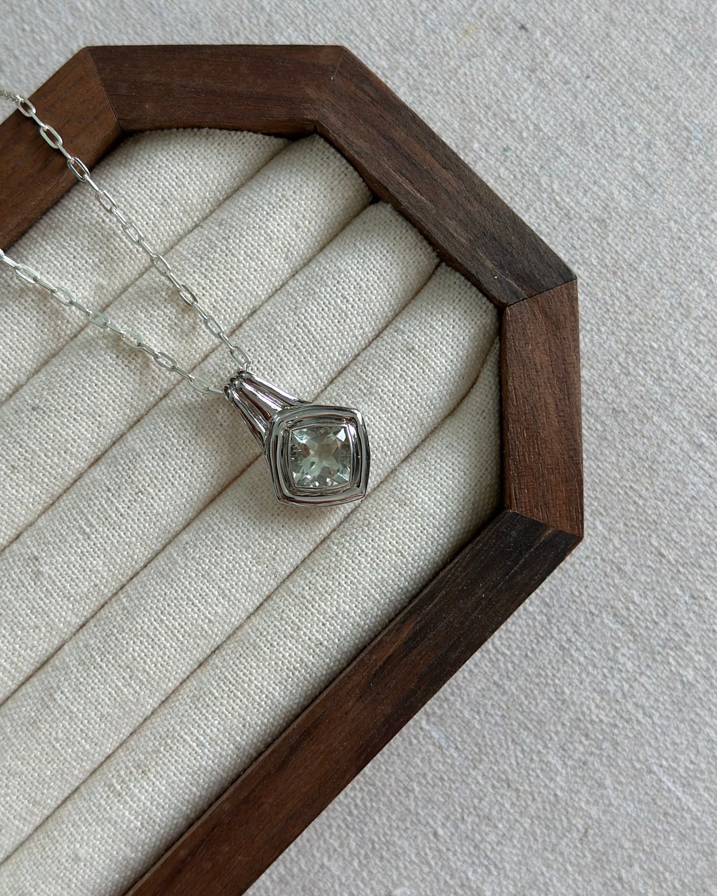 Green Amethyst Sterling Silver Necklace