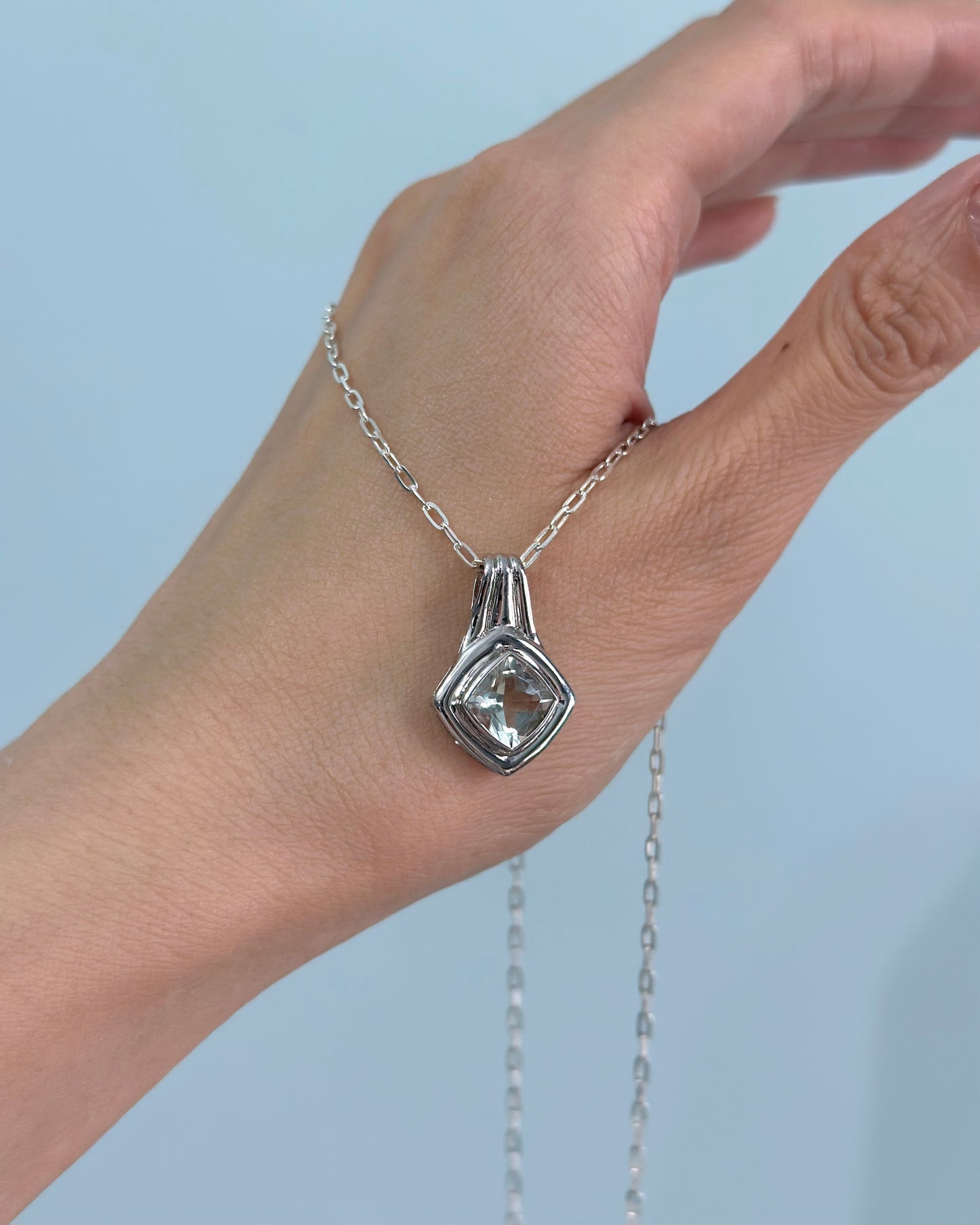 Green Amethyst Sterling Silver Necklace