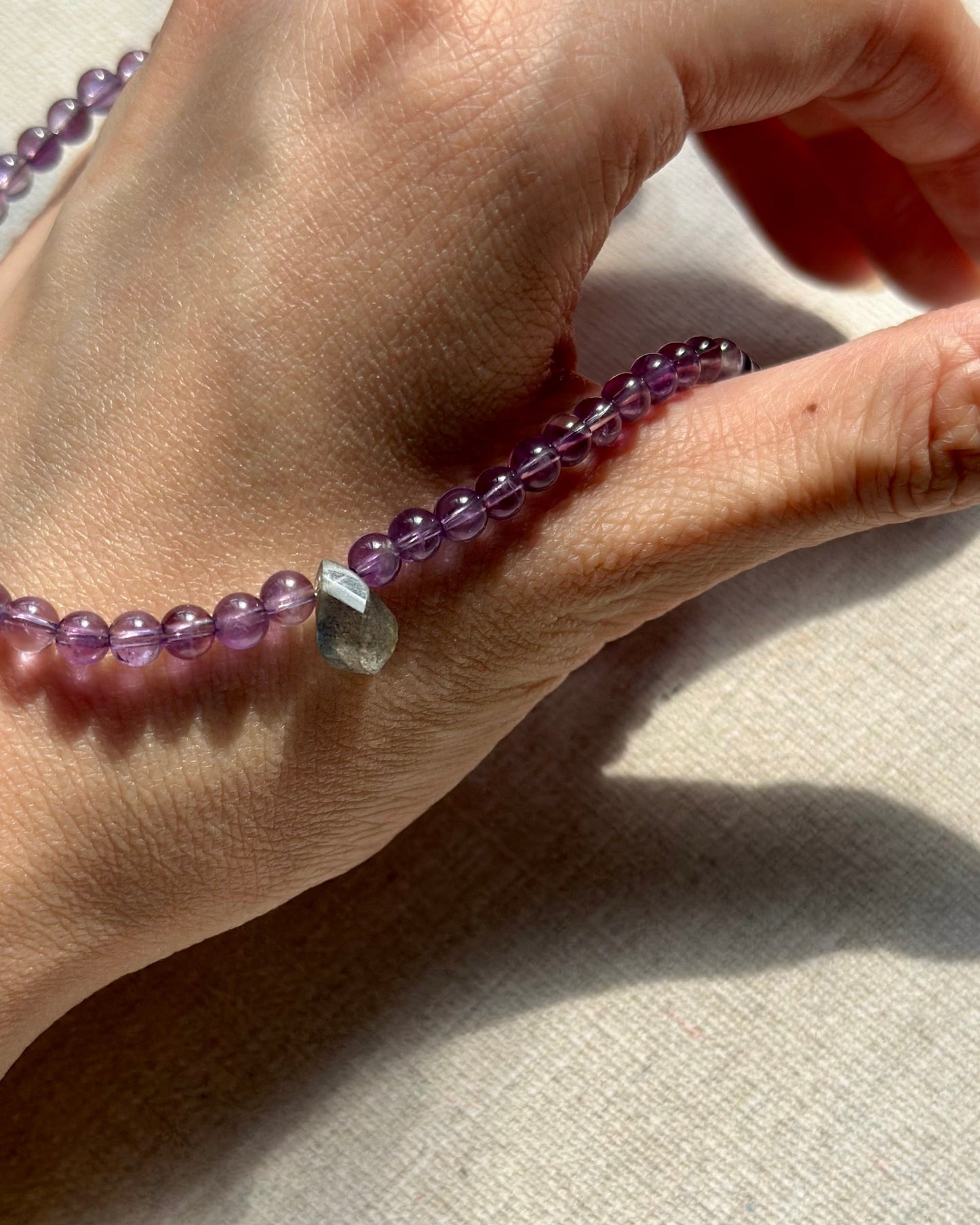 Amethyst And Labradorite Beaded Necklace