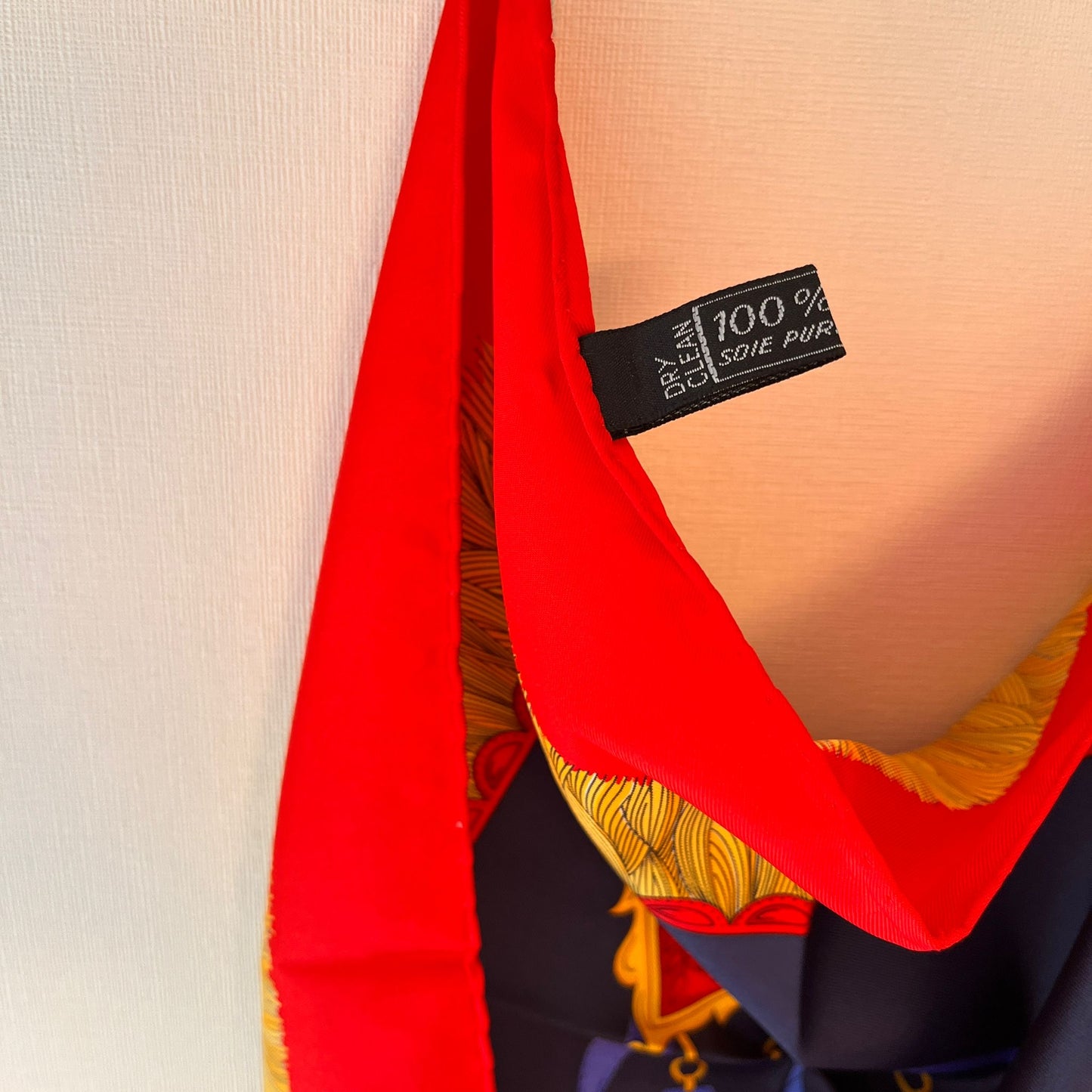 CELINE PARIS Vintage Red And Navy Jewelery Printed Vintage Scarf