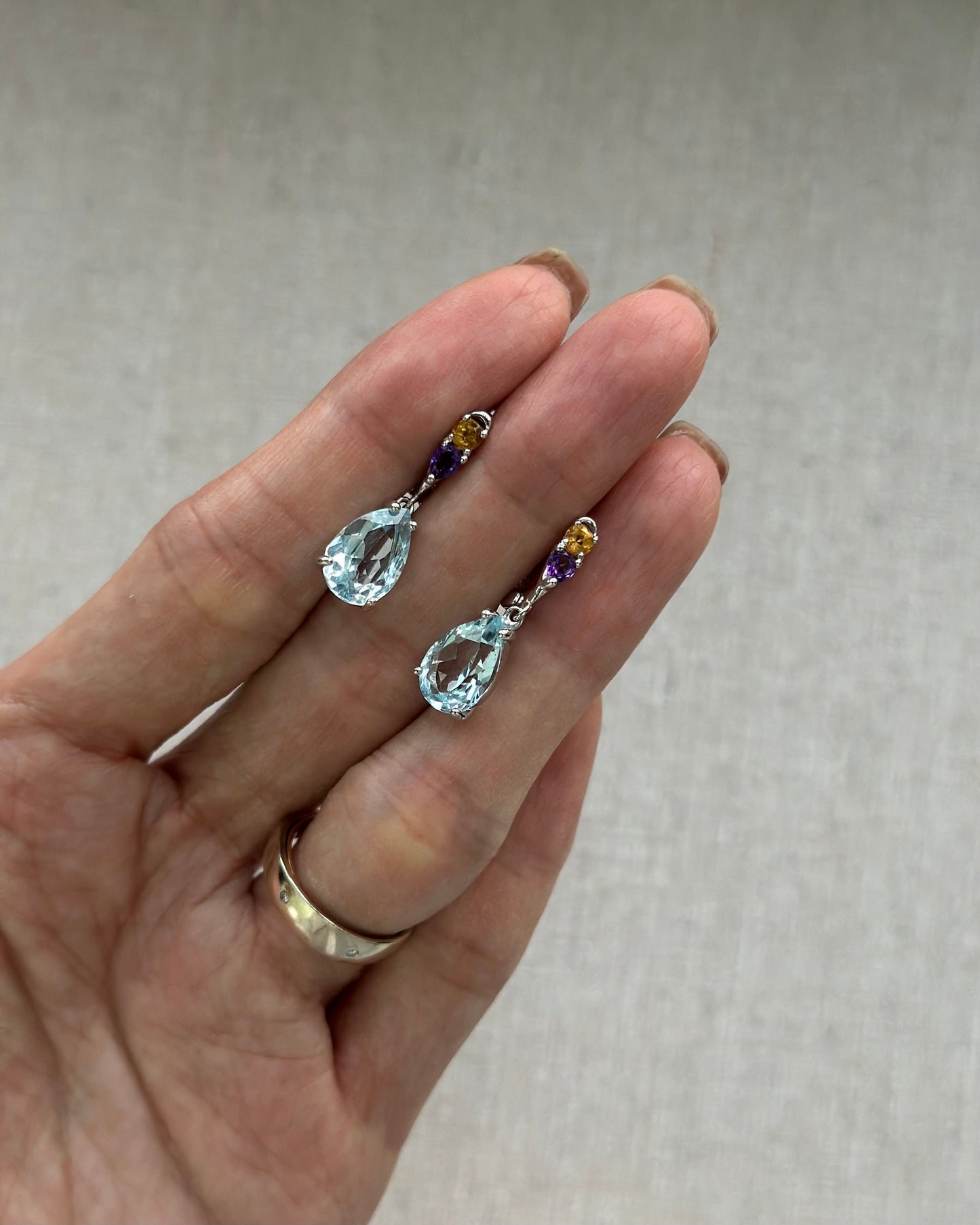 Topaz And Citrine Mixed Amethyst Earring