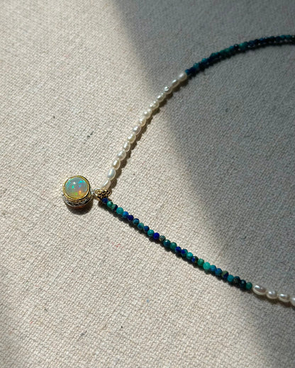 Apatite Mixed Freshwater Pearl Beaded Opal Necklace