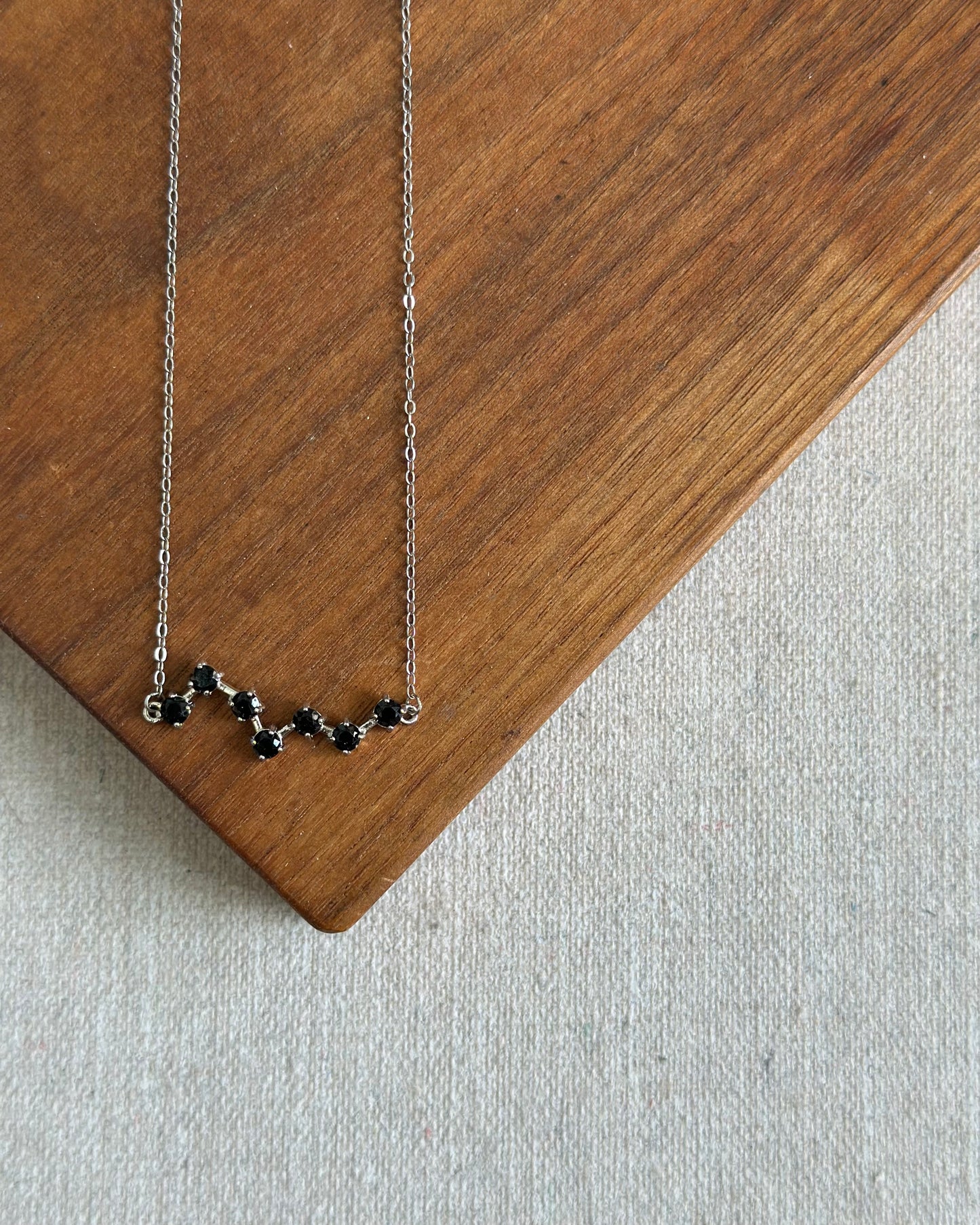 Black Spinel Starline Sterling Silver Necklace