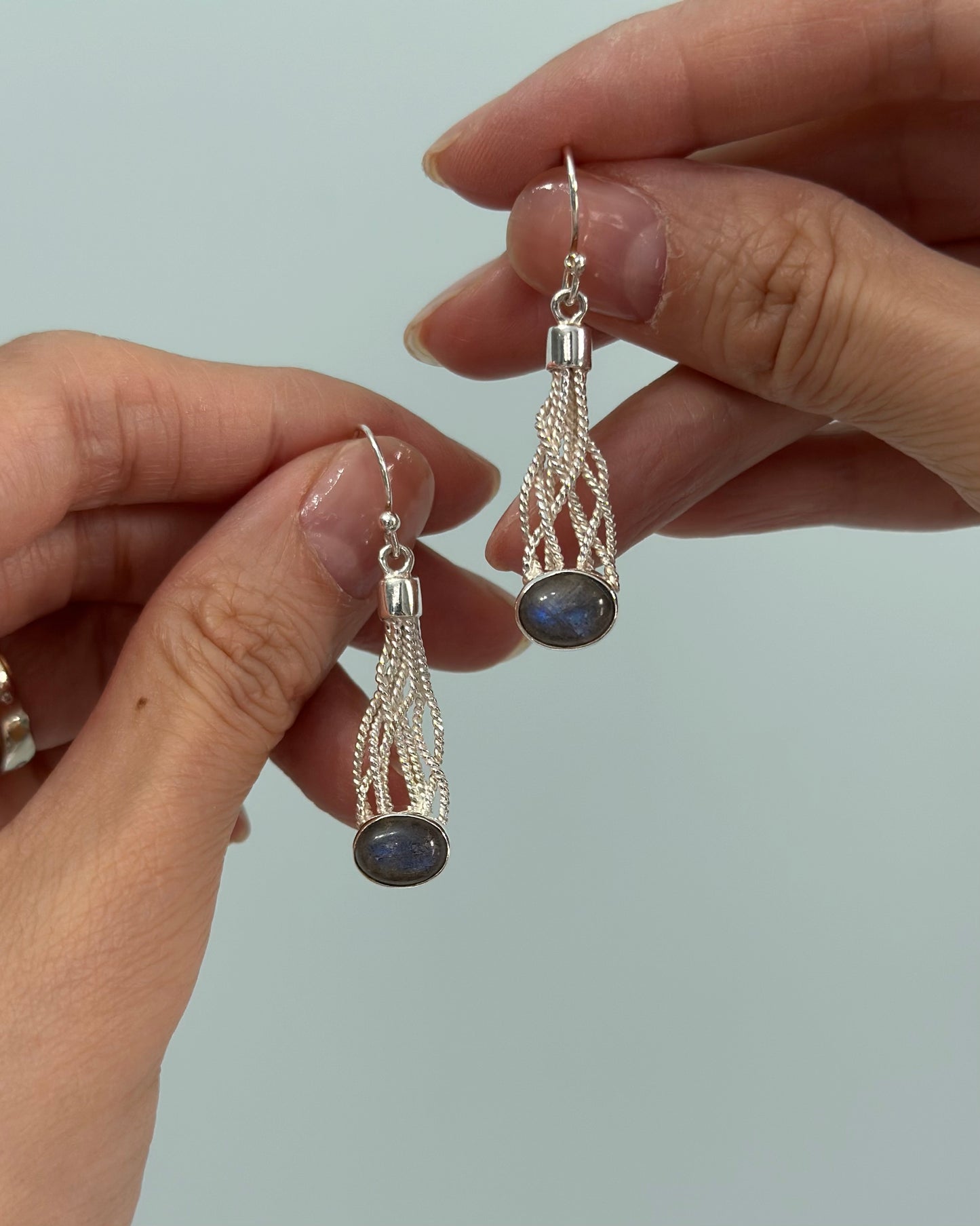 Labradorite Twisted Sterling Silver Earring
