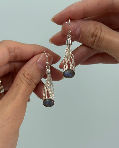 Labradorite Twisted Sterling Silver Earring