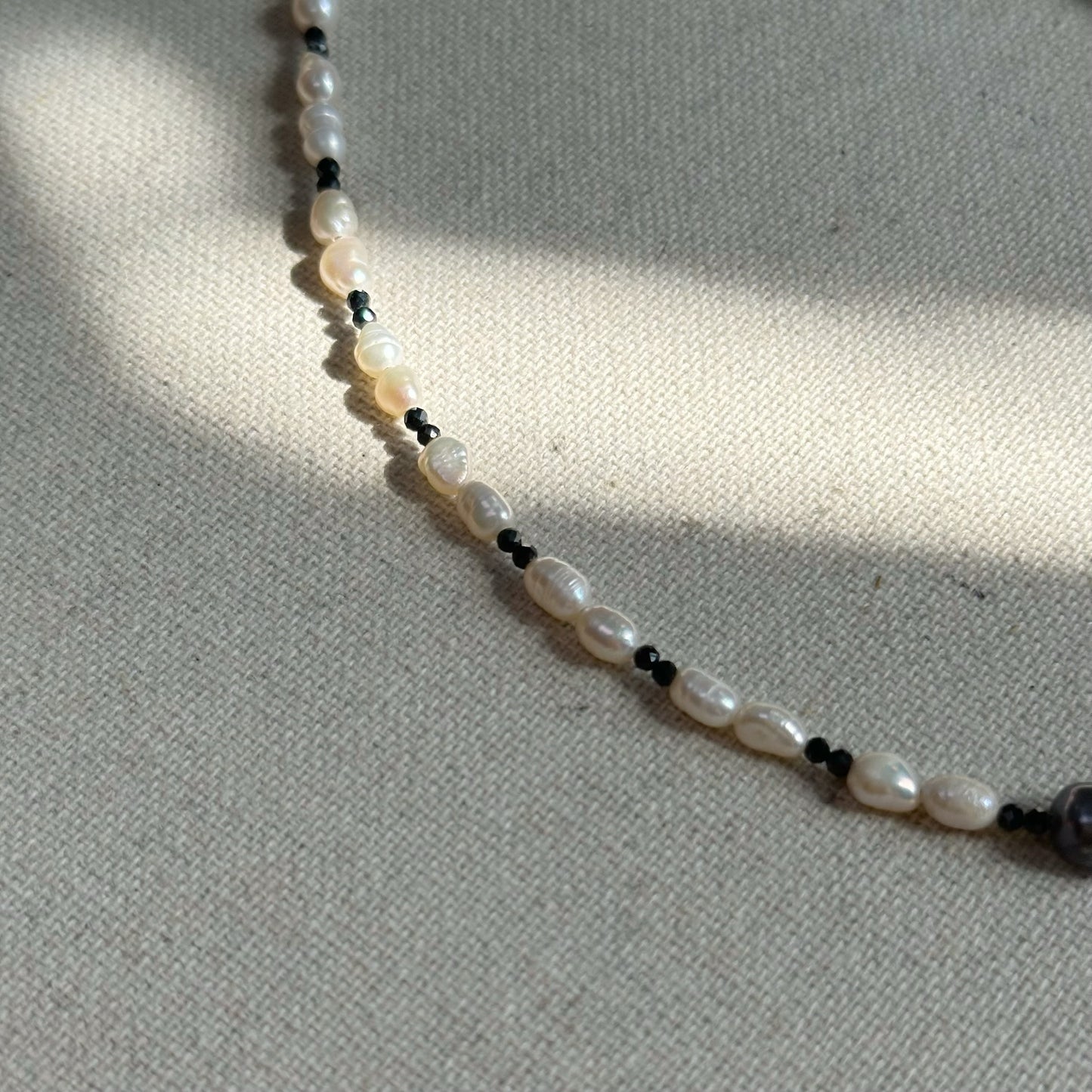 Freshwater Pearl Mixed Black Spinel and Sapphire Beaded Necklace