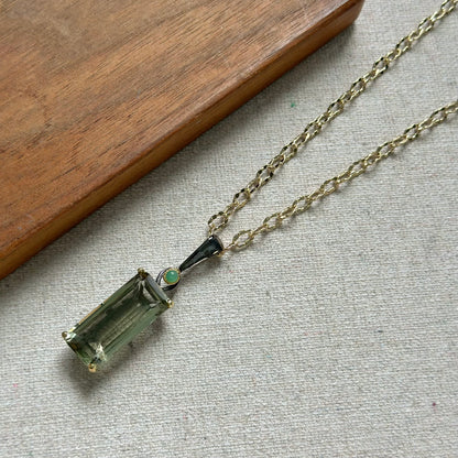 Green Amethyst Long Gold-plated Necklace
