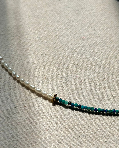 Apatite Mixed Freshwater Pearl Beaded Opal Necklace