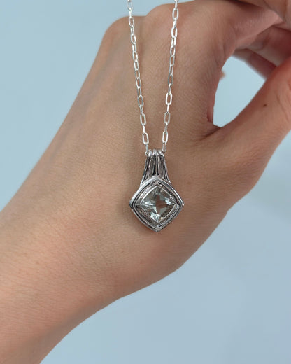 Green Amethyst Sterling Silver Necklace