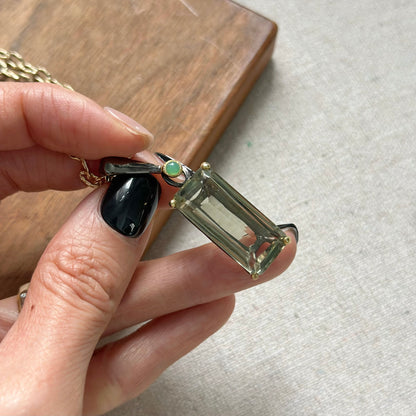 Green Amethyst Long Gold-plated Necklace