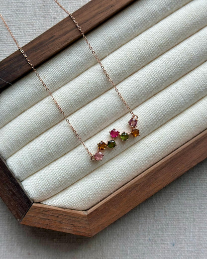 Mixed Tourmaline Rose Gold-plated Sterling Silver Necklace