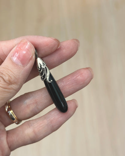 Black Onyx Teardrop Sterling Silver Pendant