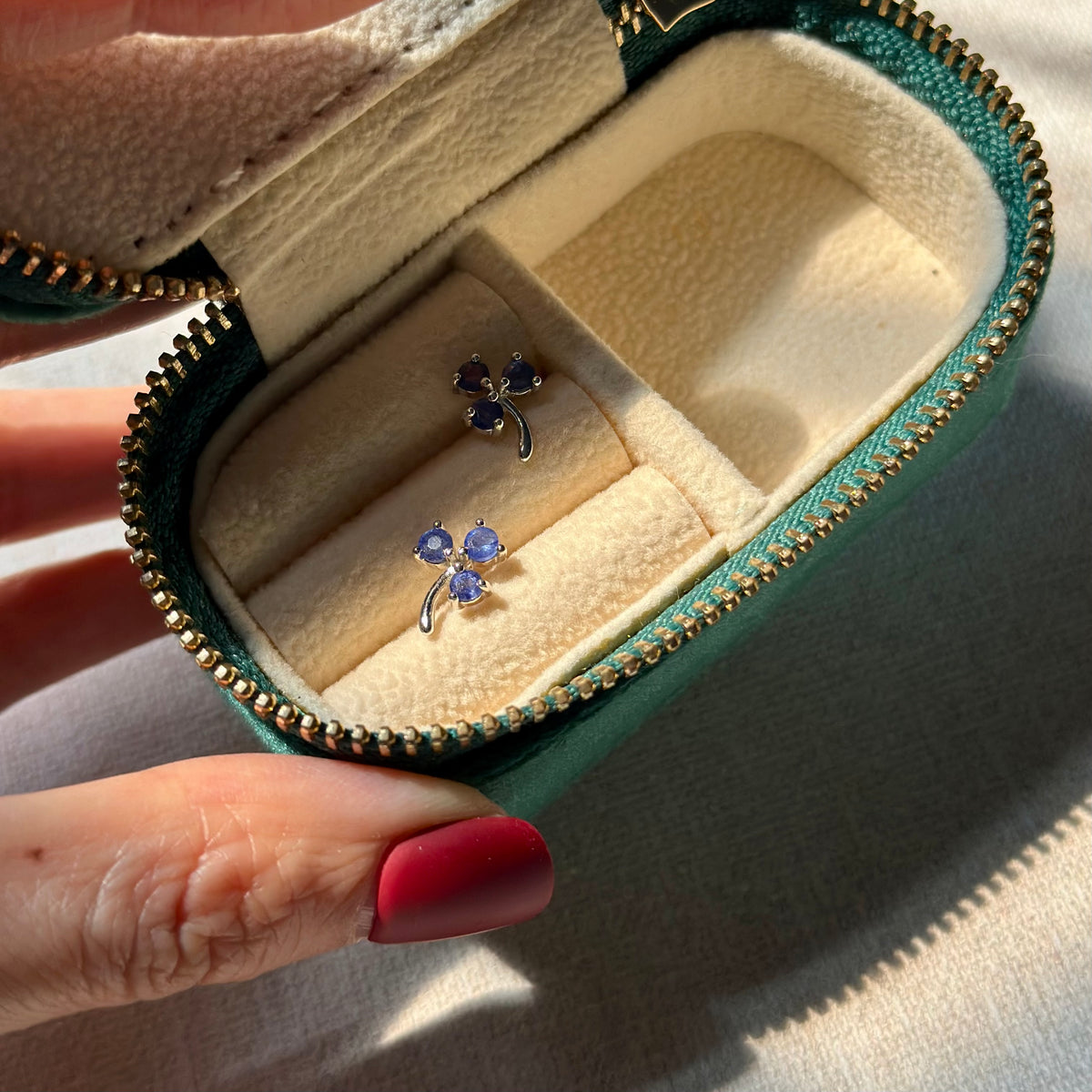Sapphire Floral Sterling Silver Ear Stud