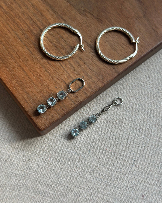 Aquamarine Two-way Sterling Silver Ear Hoop