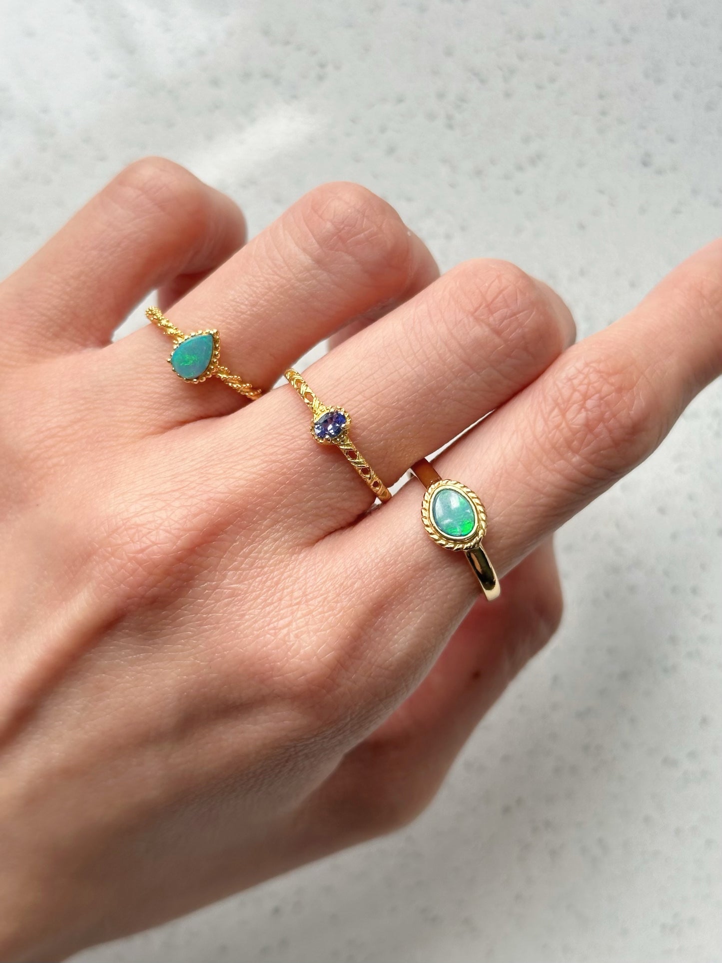 Australian Opal Adjustable Gold-plated Sterling Silver Ring