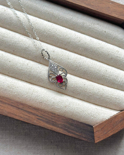 Ruby Sterling Silver Necklace