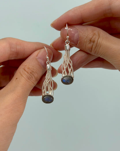 Labradorite Twisted Sterling Silver Earring