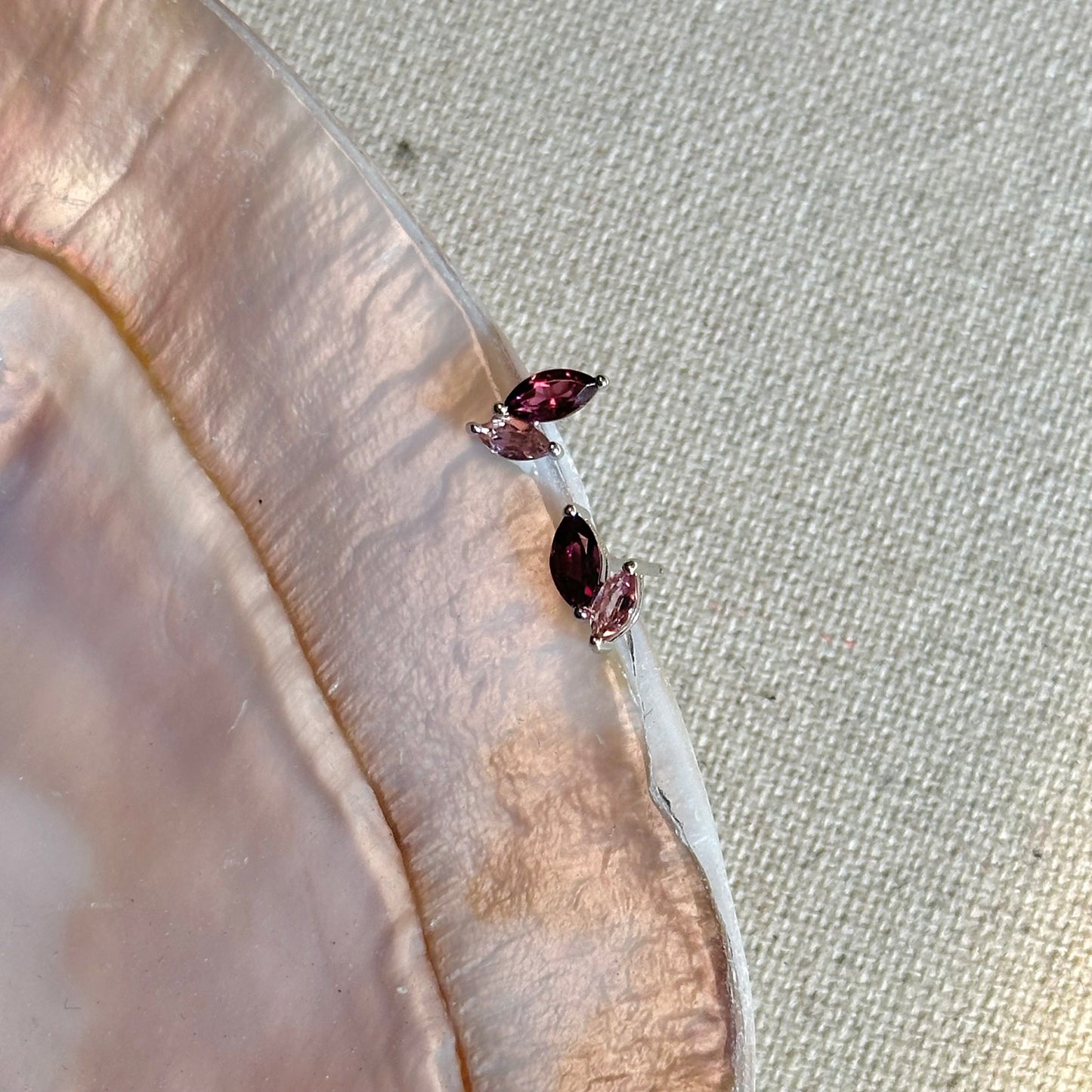 Rhodolite Garnet Sterling SIlver Ear Stud