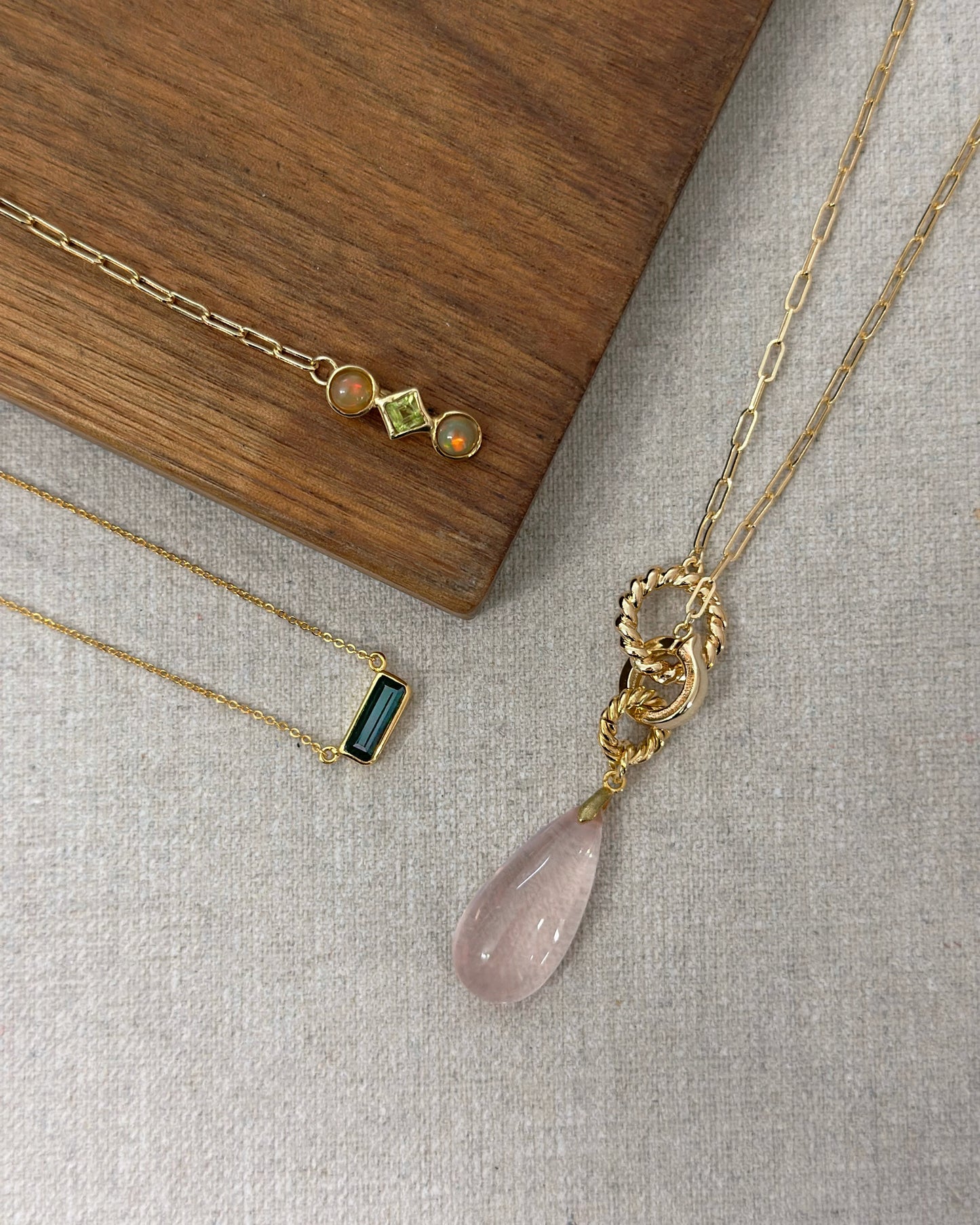 Opal & Peridot Y-shaped Two-way Gold-plated Sterling Silver Necklace