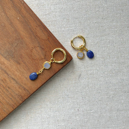 Two-way Lapis And Moonstone Ear Hoop