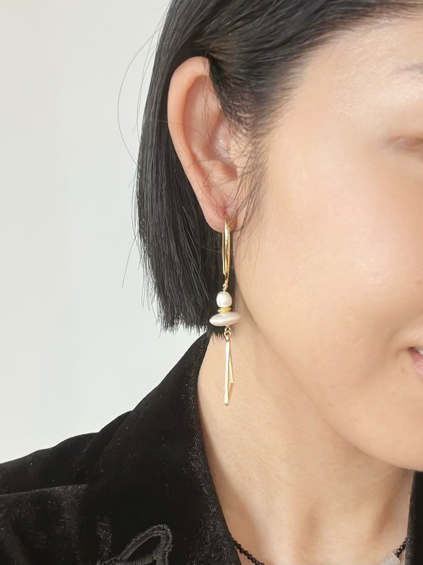 Baroque Pearl Geometric Gold-plated Earring