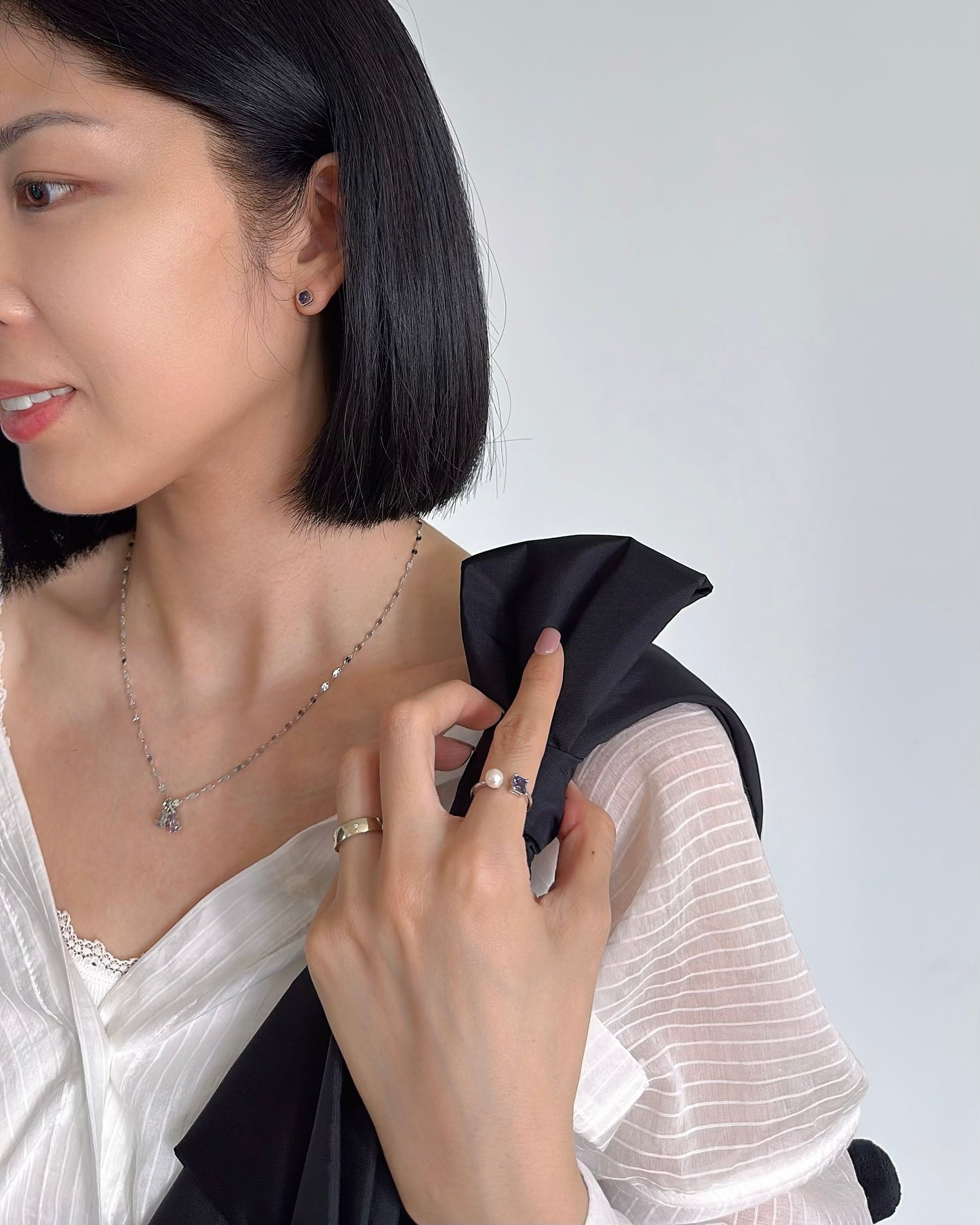 Iolite Geometric Sterling Silver Ear Stud