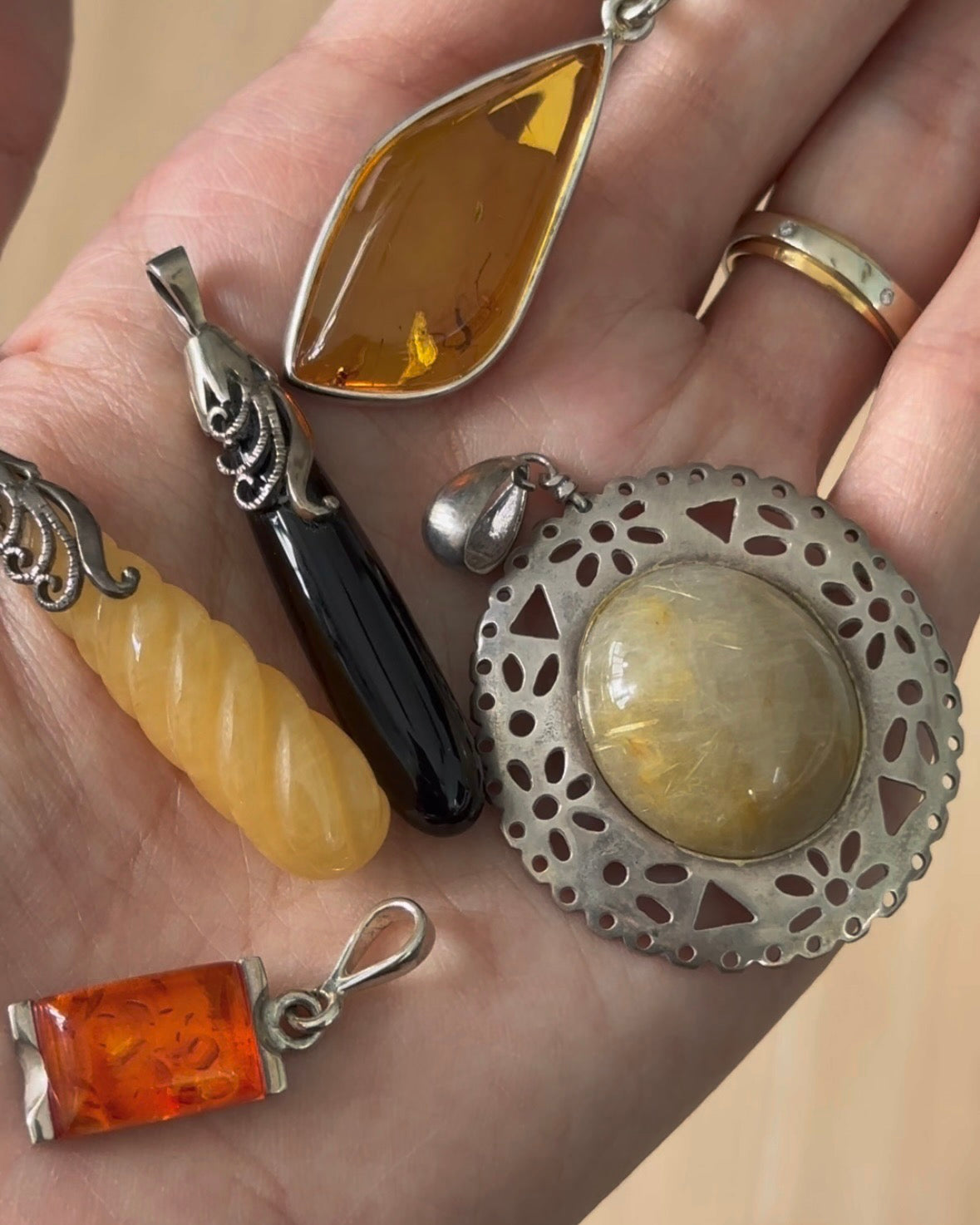 Baltic Yellow Amber Sterling Silver Pendant