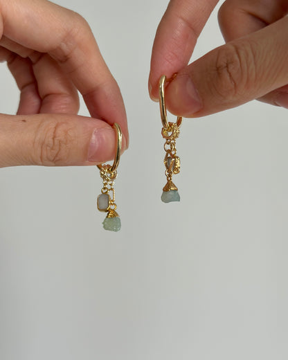 Moonstone And Druzy Multi-way Gold-plated Ear Hoop