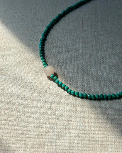 Turquoise And Rose Quartz Beaded Necklace