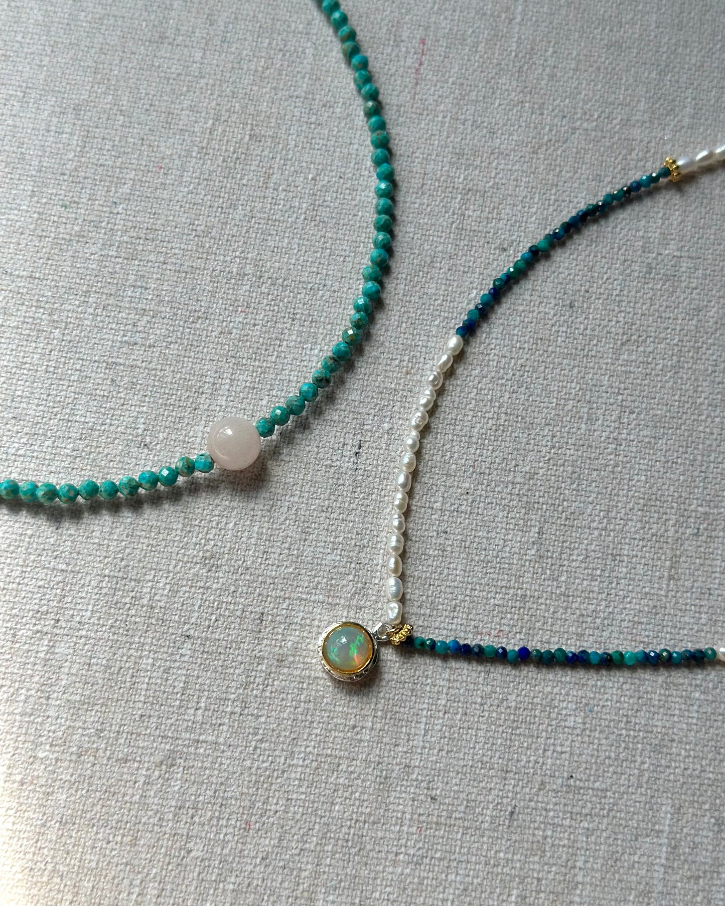 Apatite Mixed Freshwater Pearl Beaded Opal Necklace