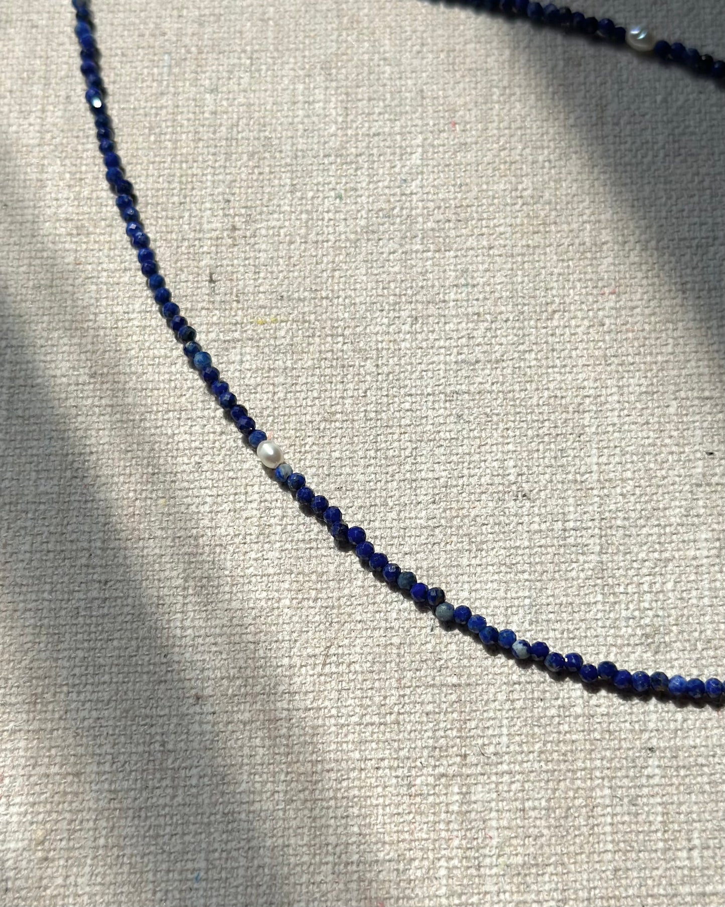 Lapis Mixed Freshwate Pearl And Labradorite Beaded Necklace