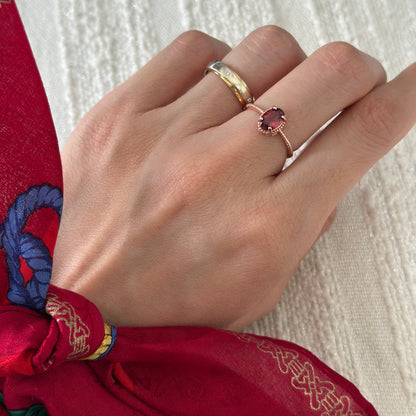 CHRISTMAS SET (2 ITEMS) Celine Handkerchief+ Garnet Rose Gold-plated Ring