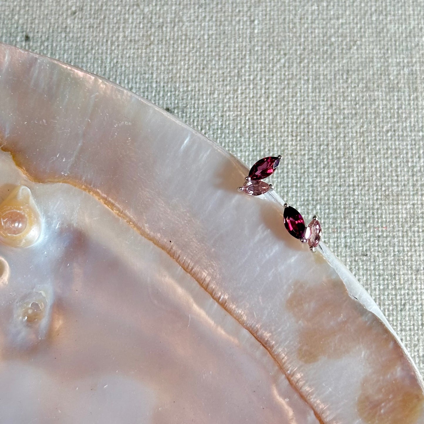 Rhodolite Garnet Sterling SIlver Ear Stud