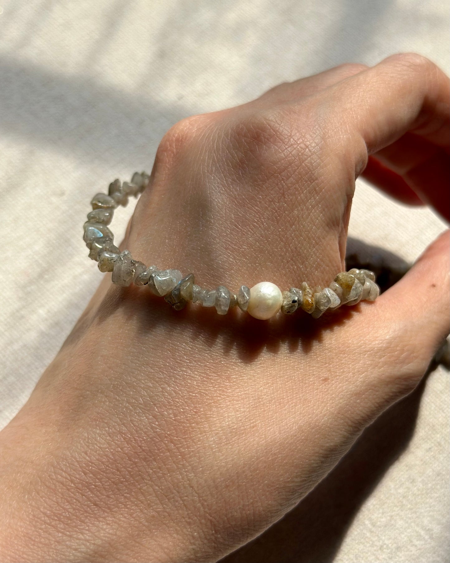 Labradorite And Freshwater Pearl Beaded Necklace