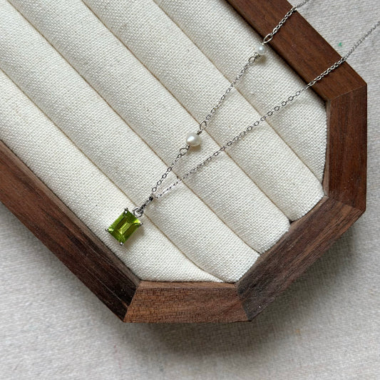 Peridot And White Topaz Sterling Silver Necklace
