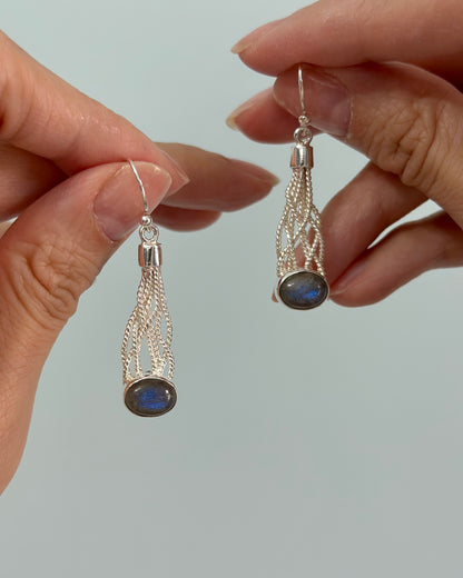 Labradorite Twisted Sterling Silver Earring