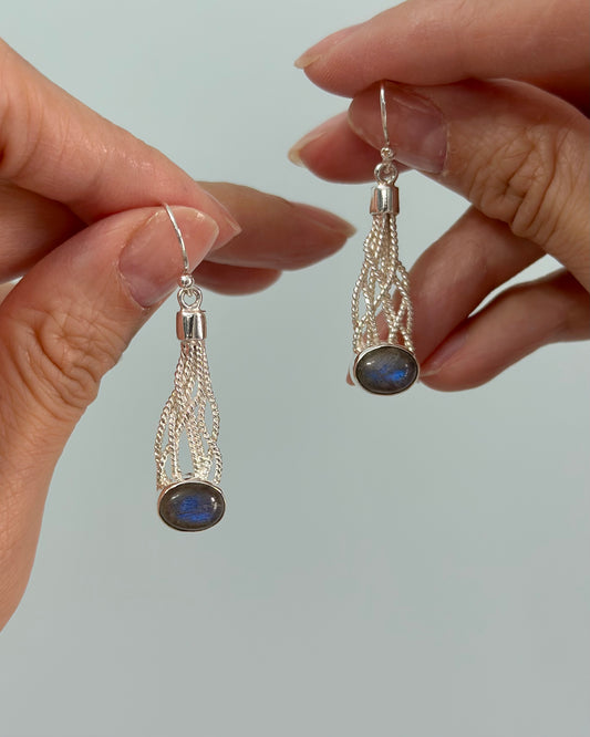 Labradorite Twisted Sterling Silver Earring