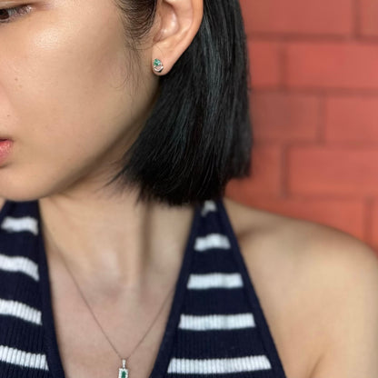 Emerald Blossom Sterling Silver Ear Stud