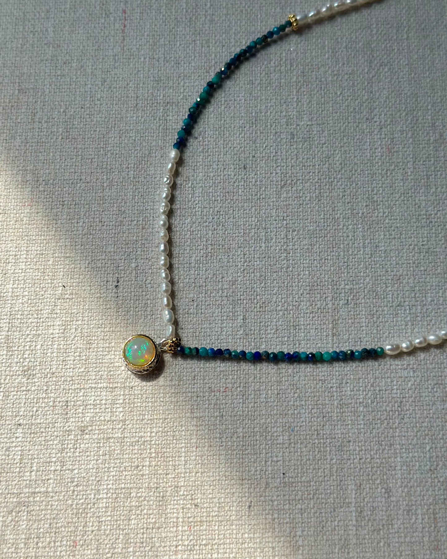 Apatite Mixed Freshwater Pearl Beaded Opal Necklace